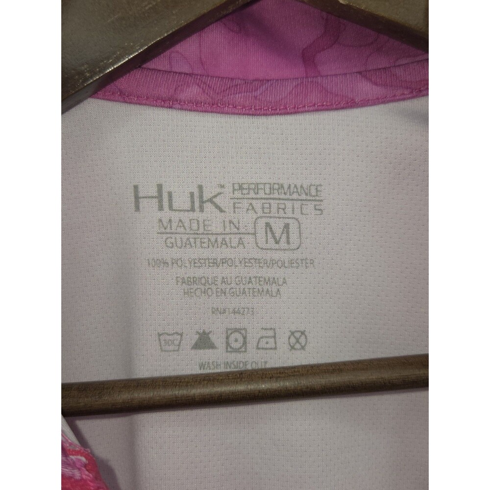 New Huk Women's Icon X Camo Berry Island Long Sleeve Hooded Fishing Shirt Medium - Picture 3 of 4